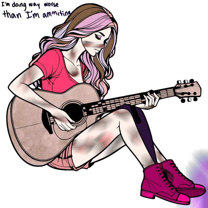 realistic woman play guitar