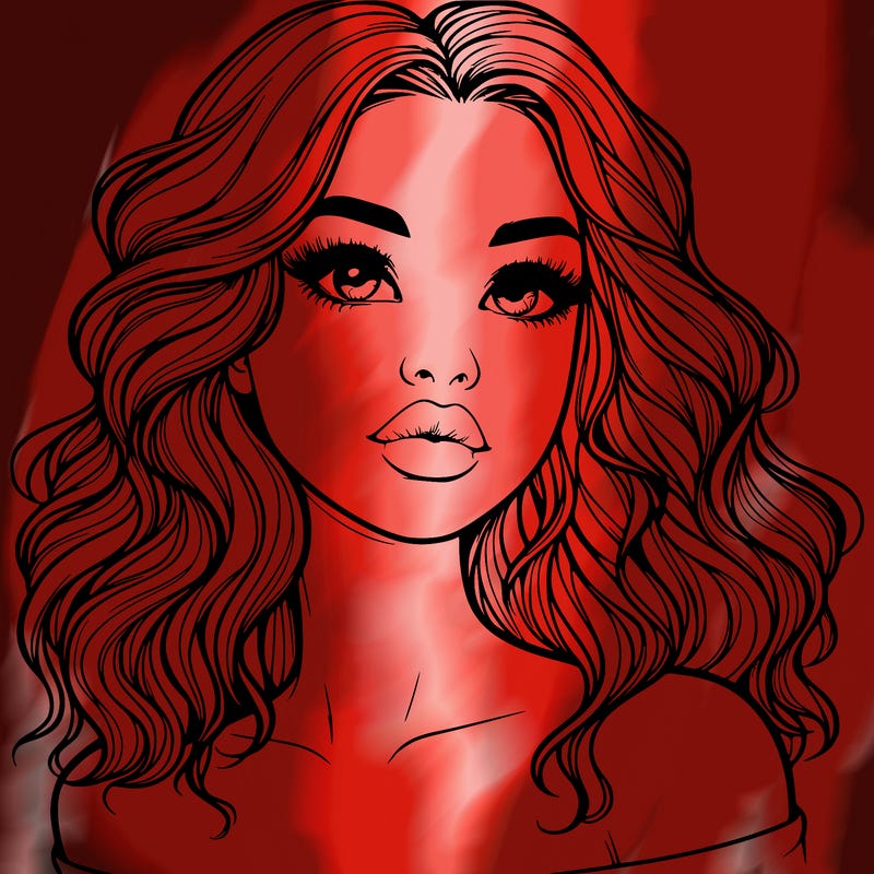 realistic girl with wavy hair and lips