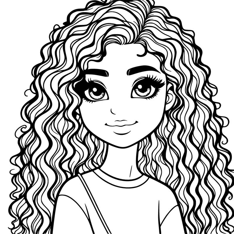realistic girl with curly hair