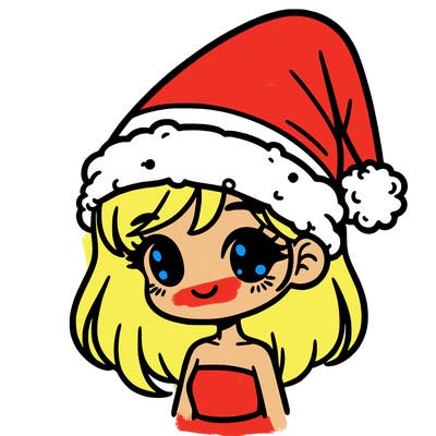 christmas girl with santa hat