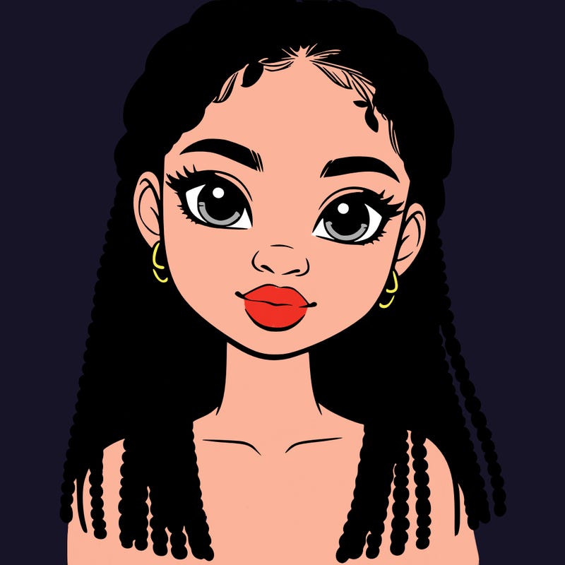 a realistic black girl with braids
