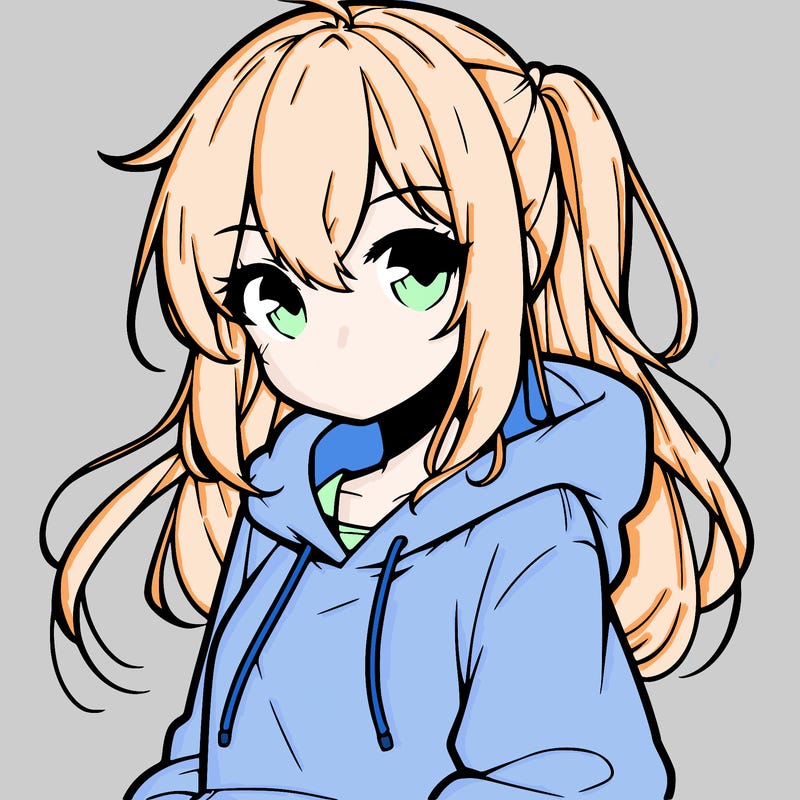 anime girl wearing hoodie