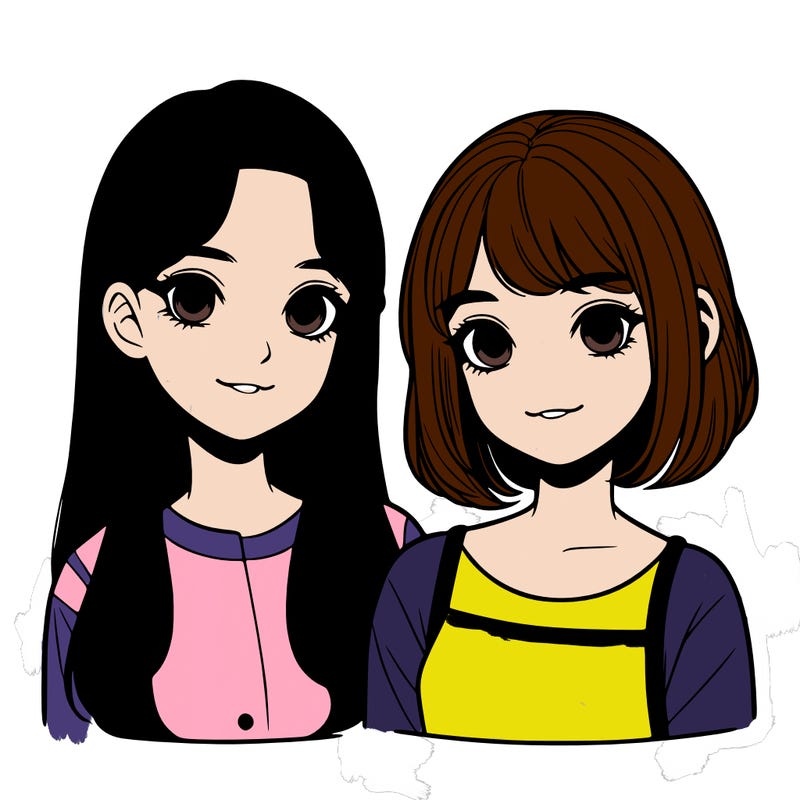 2 realistic girls one with long hair one with short hair the one with long hair is called lily the other is called milla