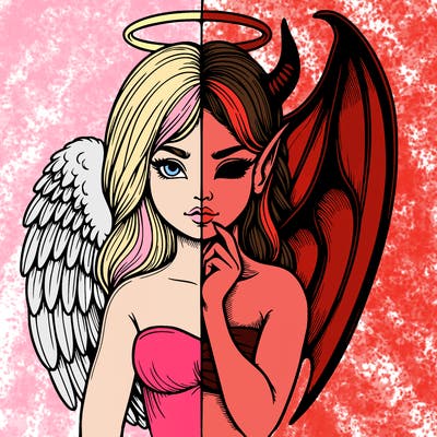 realistic angel half demon