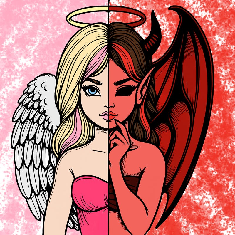 realistic angel half demon