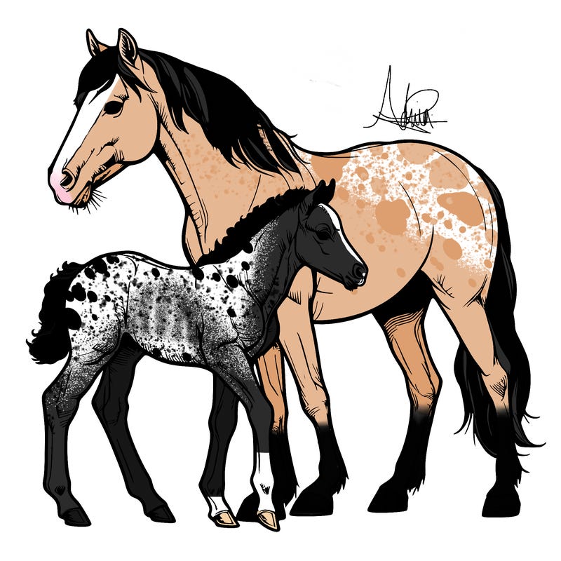 mare and foal realistic