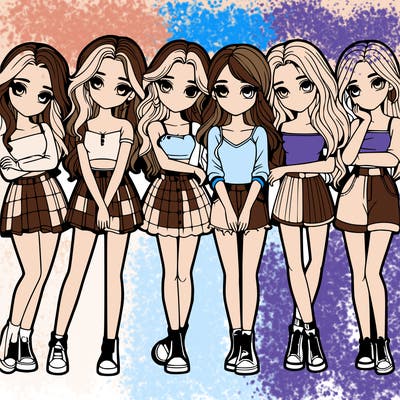 a group of girls realistic