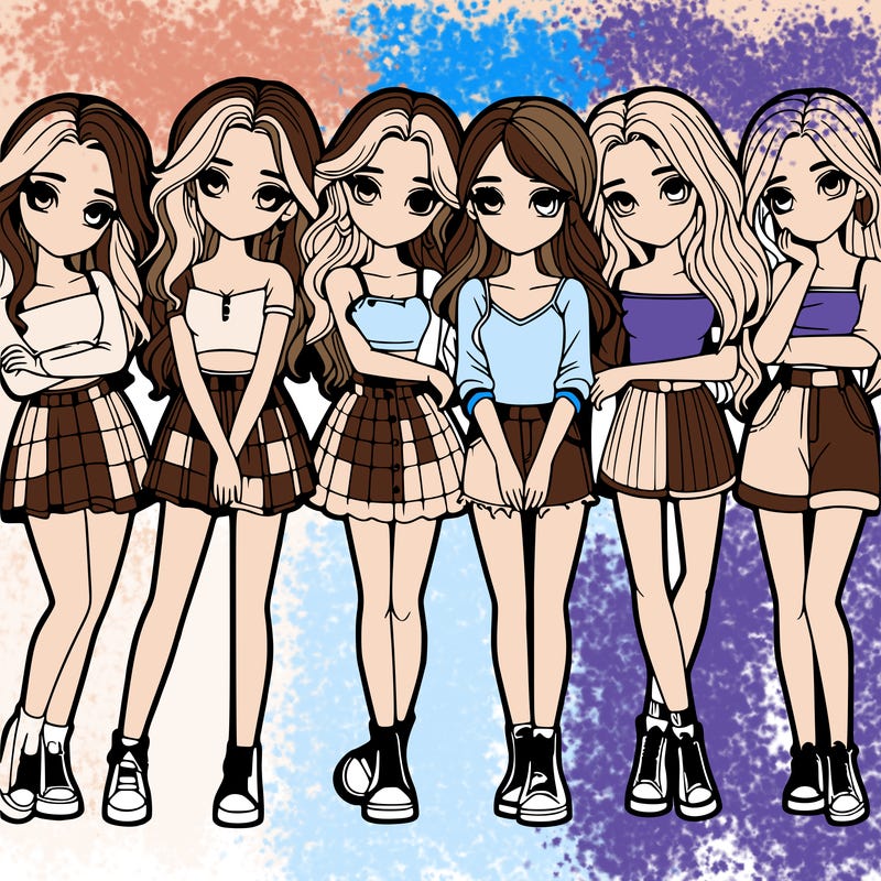 a group of girls realistic