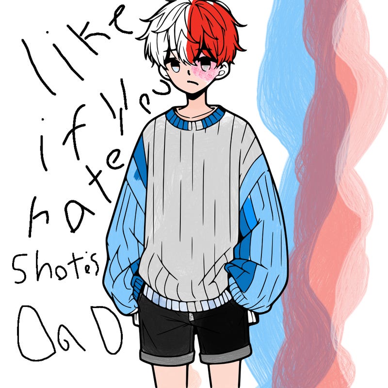 manga teenage boy wearing an oversized sweater and shorts but you cant see them