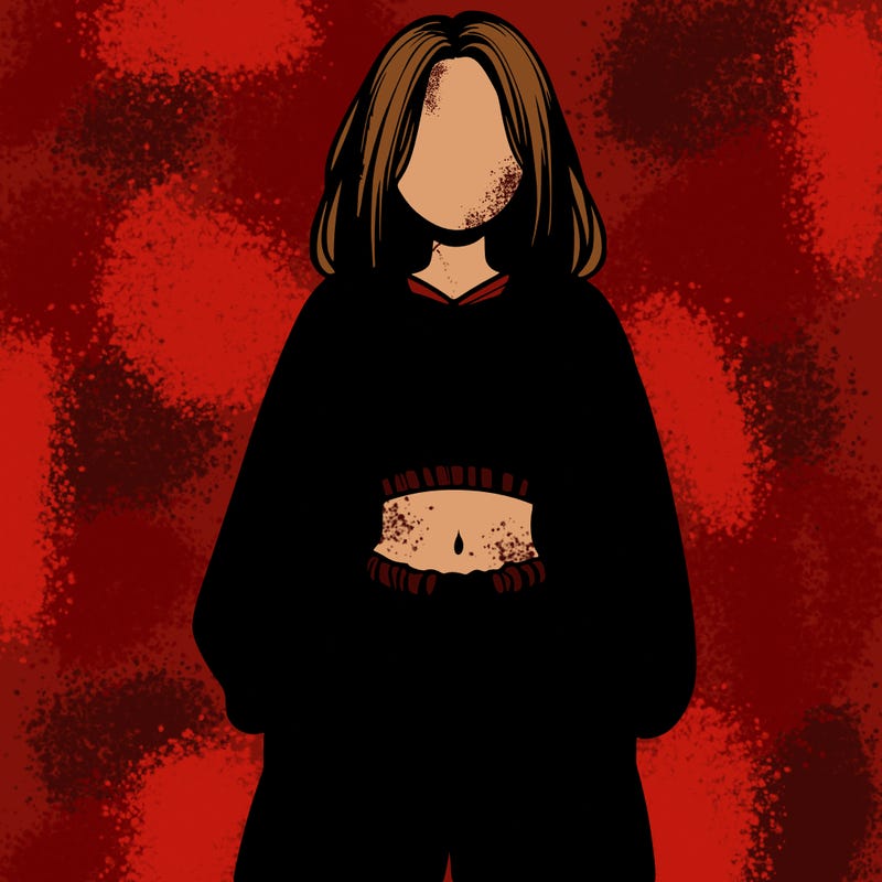 realistic girl faceless with baggy pants and a crop top