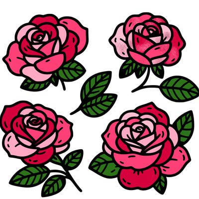 cute four pieces roses