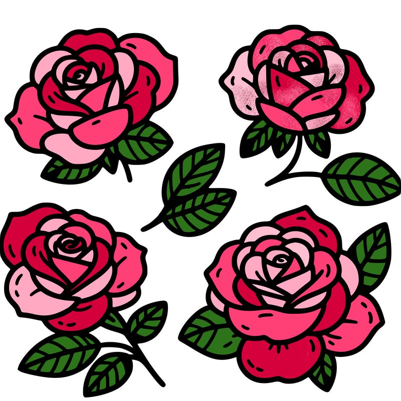 cute four pieces roses