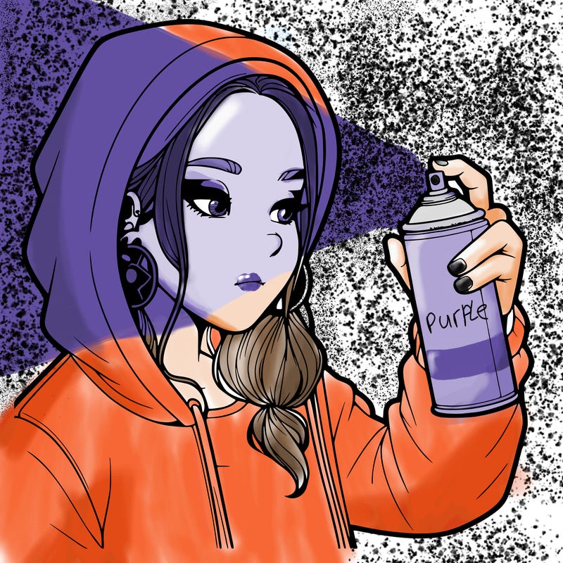 a realistic girl, spray painting