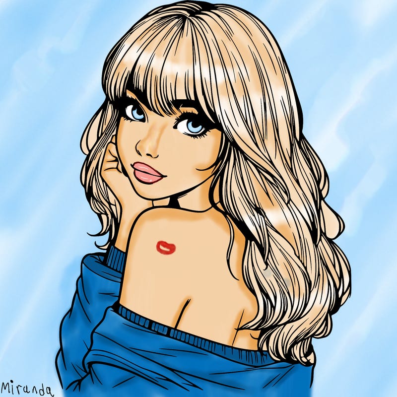 realistic girl with bangs looking over her shoulder