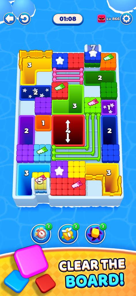 Hole Drop Puzzle - A vibrant gameplay screen from Hole Drop Puzzle showing a puzzle board with colorful numbered blocks and sliding holes.