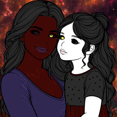 a realistic mom and daughter