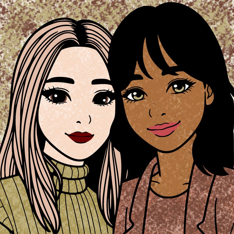 asian woman being in a couple with a latina woman realistic