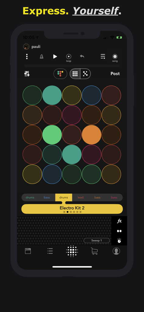 Loopz - Beat Maker - Loopz Beat Maker app screen with a grid of colorful music pads and audio controls