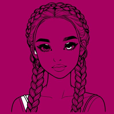 realistic girl with braids