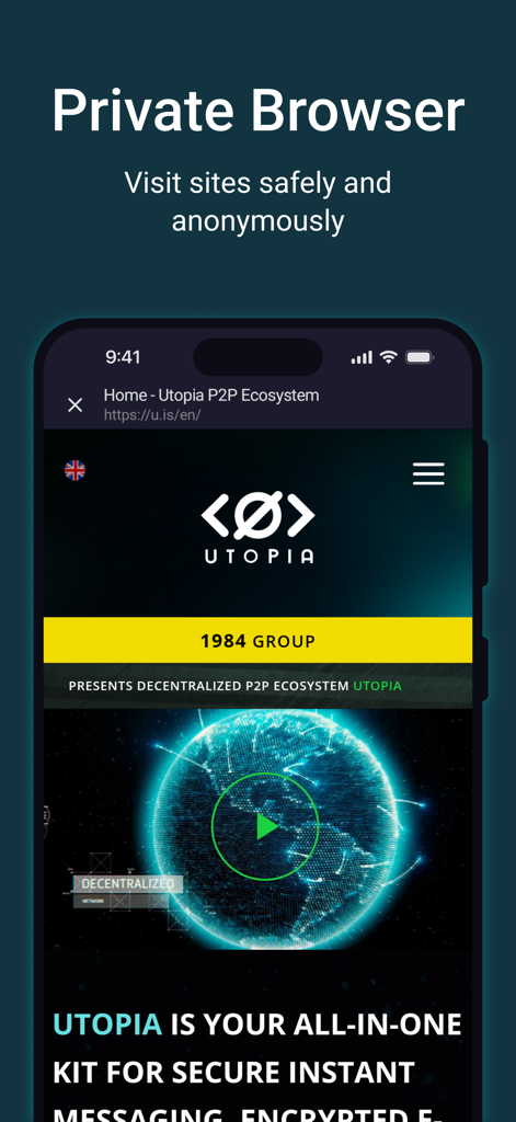 Utopia — Private Messenger - Utopia private browser feature for anonymous web browsing