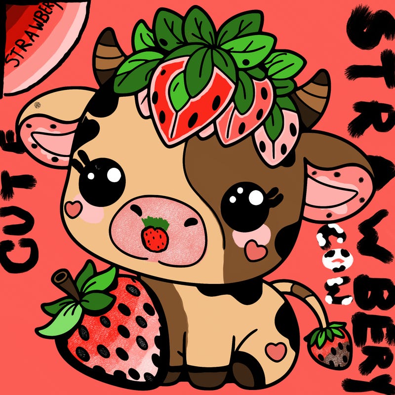 cute strawberry cow