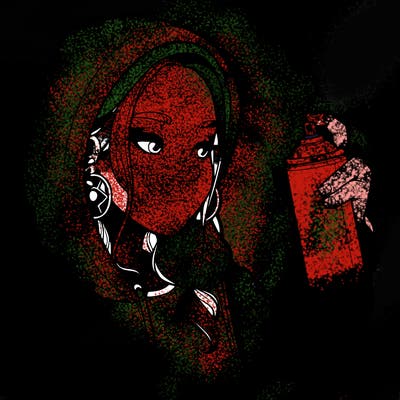 a realistic girl, spray painting