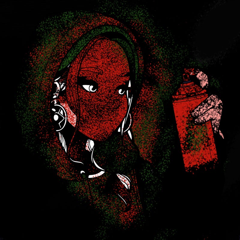 a realistic girl, spray painting