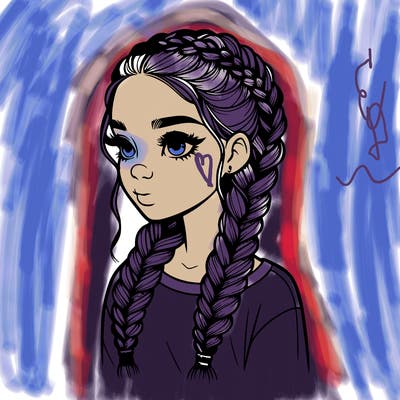 realistic girl with braids