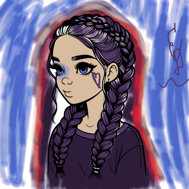 realistic girl with braids