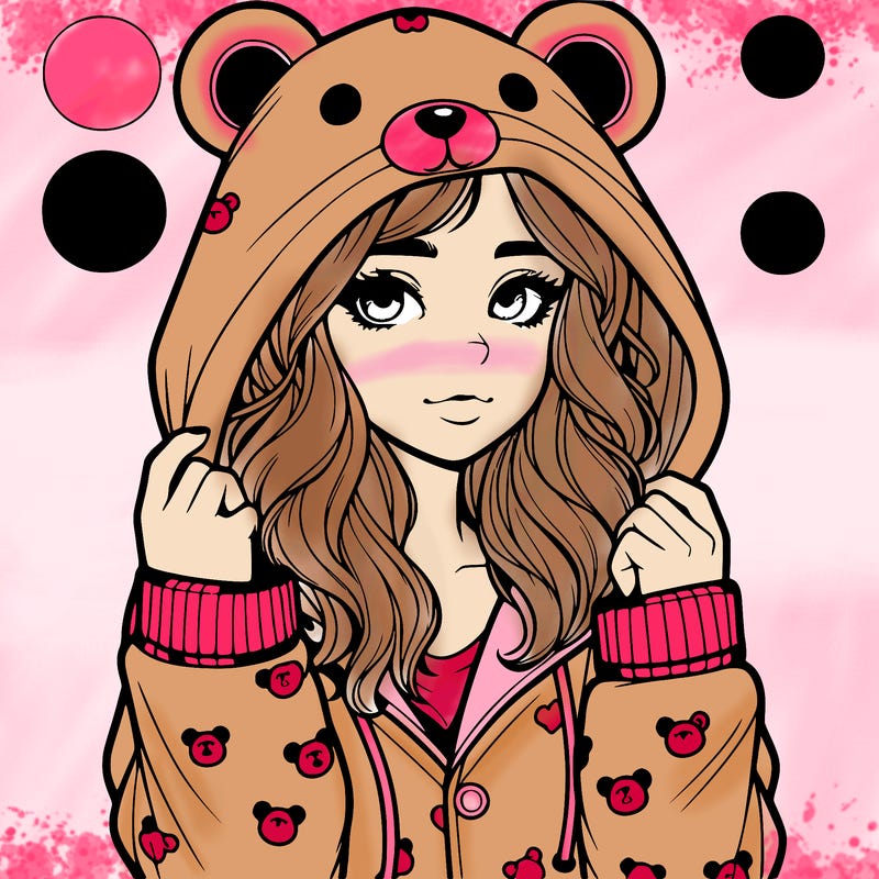 realistic girl in a animal pjs hoodie