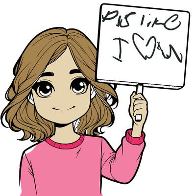 realistic girl holding up a sign