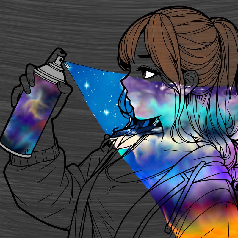 a realistic girl spray, painting