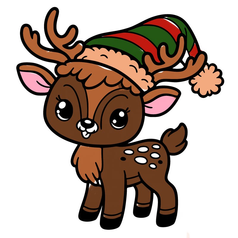 christmas reindeer with santa hat