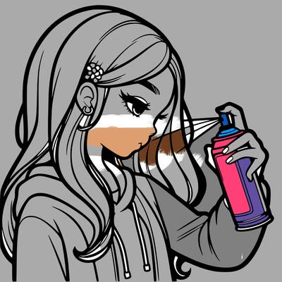 a realistic girl spray painting