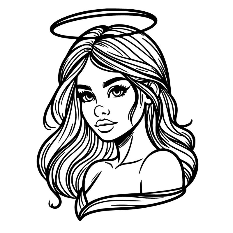 realistic woman with halo