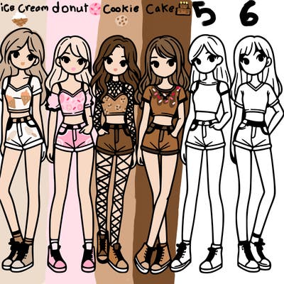 a group of girls wearing crop tops and shorts