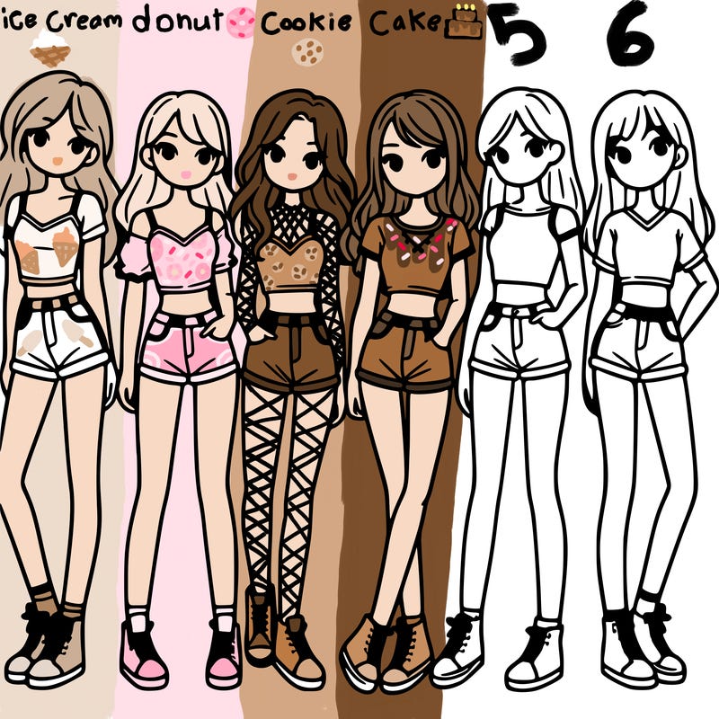 a group of girls wearing crop tops and shorts