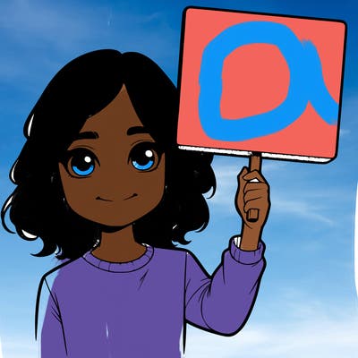 realistic girl holding up a sign