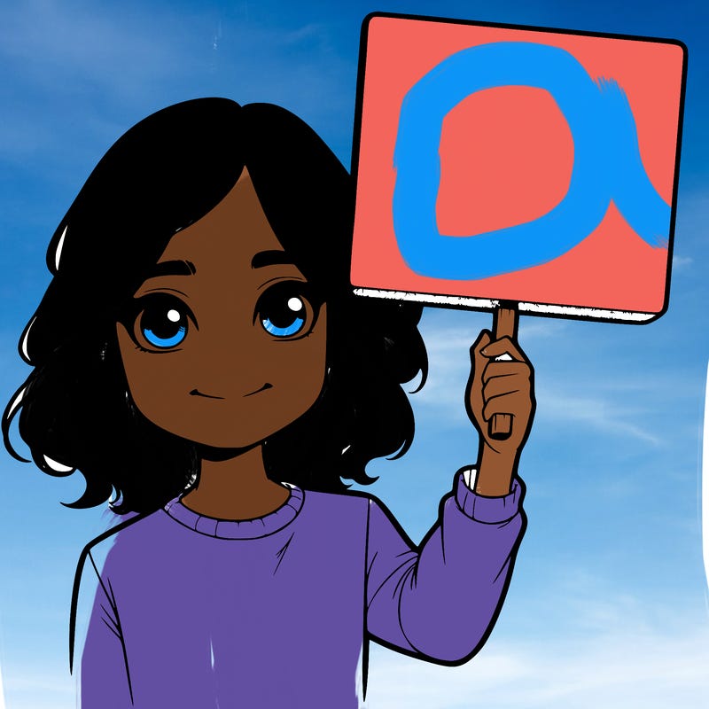 realistic girl holding up a sign