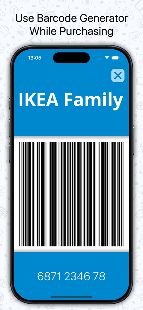 Oyko - Loyalty Cards Wallet - IKEA Family digital loyalty card with a barcode on a smartphone