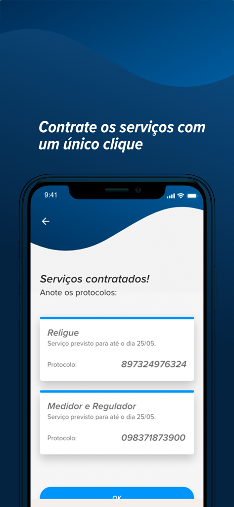 Grupo Consigaz - Mobile screen of the Consigaz app showing a list of contracted gas services and tracking protocols.