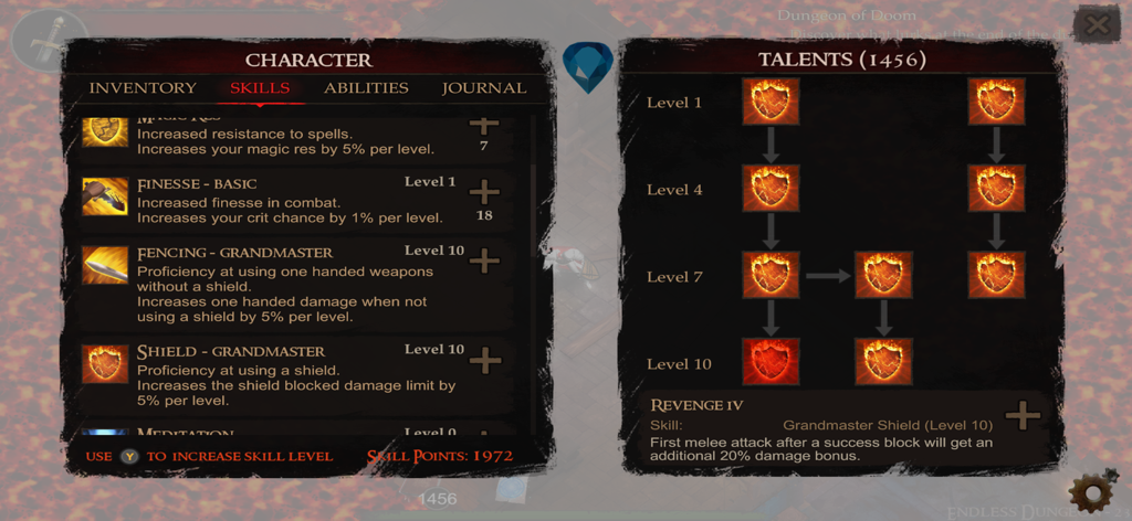 Powerlust - Action RPG offline - Menú de habilidades del personaje e interfaz de árbol de talentos en Powerlust Action RPG