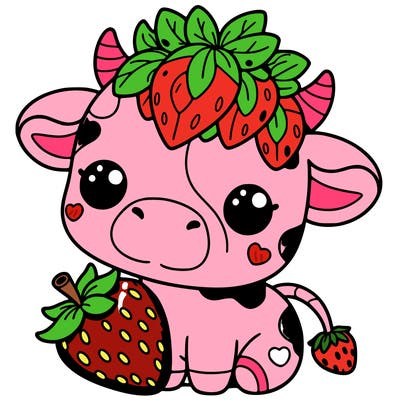 cute strawberry cow