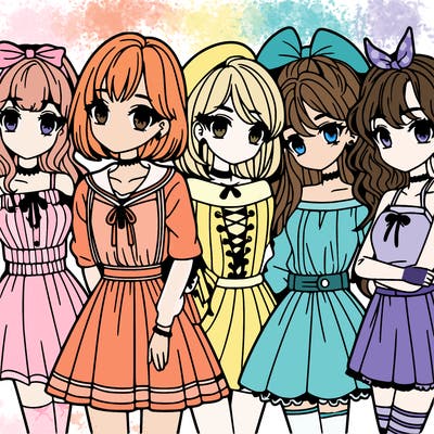 group of teen manga girls
