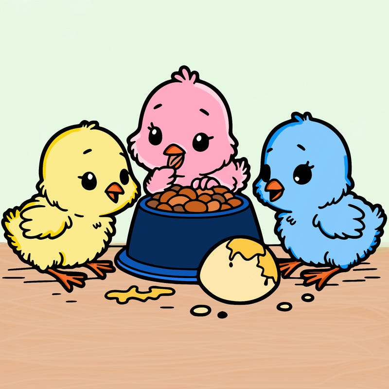 chicks eating