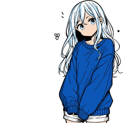 manga teen girl  in a sweater and baggy pants