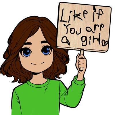 realistic girl holding up a sign