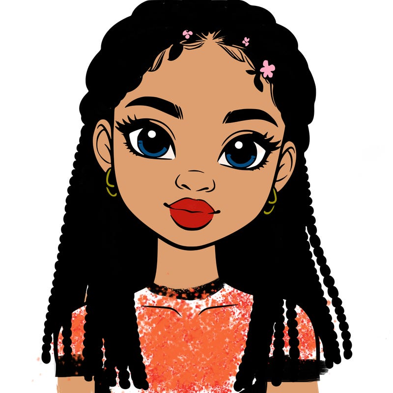 a realistic black girl with braids