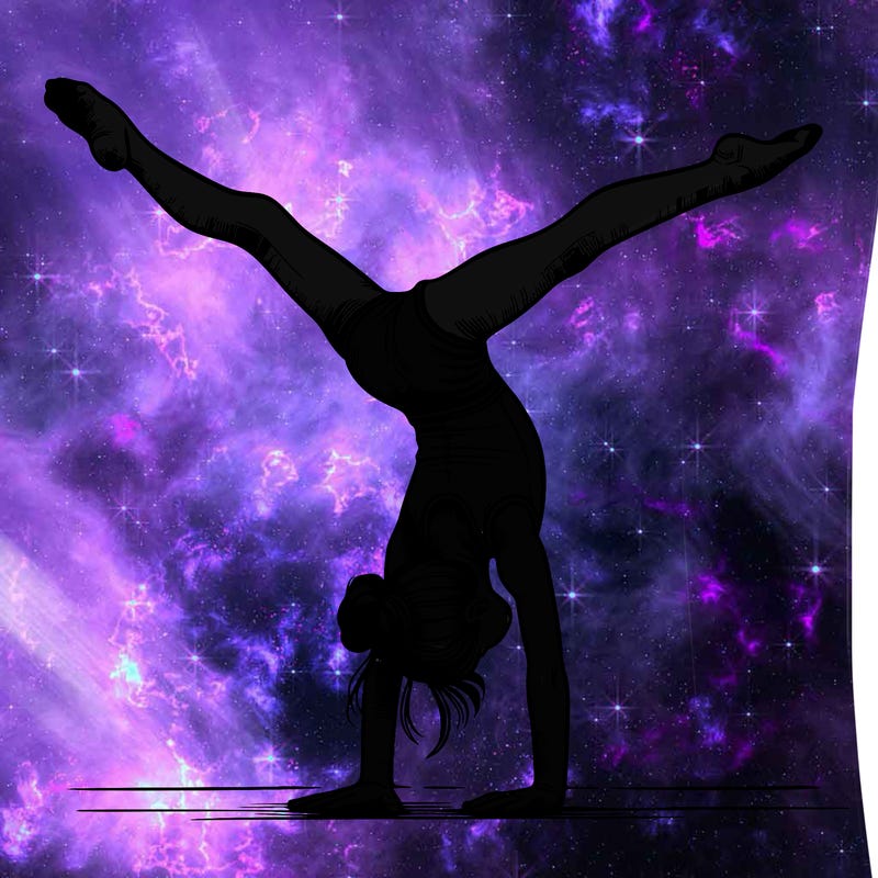 realistic gymnastic hand stand girl in four splits