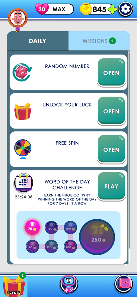 Logo Quiz: Guess Brands 2026 - Daily rewards and word challenge screen in the Logo Quiz Guess Brands mobile game.